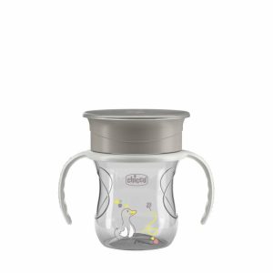 Canuta 360, Chicco, Perfect Cup, Anti-Scurgere, Manere ergonomice, Detasabile, Capacitate 200 ml, Compatibila cu masina de spalat vase, Fara BPA, 12 luni+, Gri