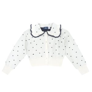 Cardigan bebelusi Chicco tricotat, alb cu bleumarin, 00580-69MC