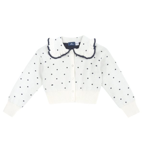 Cardigan bebelusi Chicco tricotat, alb cu bleumarin, 00580-69MC