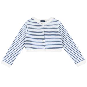 Cardigan copii Chicco tricotat, Alb Cu Bleu, 05507-66MC