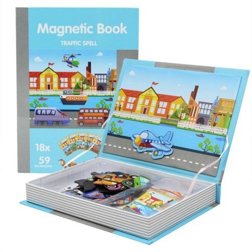 Carte cu 18 Puzzle Magnetic Vehicule, 59 piese