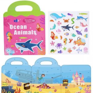 Carte magnetica cu 32 stickere reutilizabile, Animalele marine