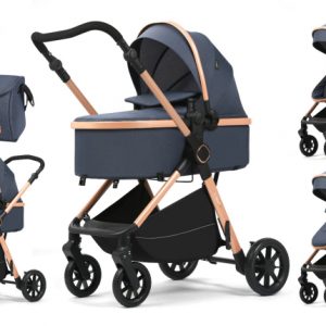 Carucior 2 in 1, F7 Albastru, reversibil, pliabil compact, suspensii duble