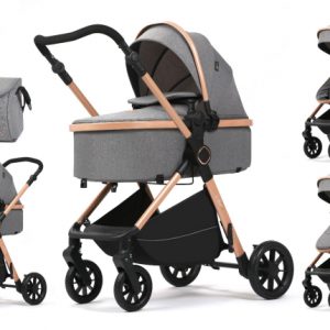 Carucior 2 in 1, F7 Gri, reversibil, pliabil compact, suspensii duble