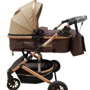 Carucior 2 in 1, reversibil, cu suspensii, T7 crem - L-Sun