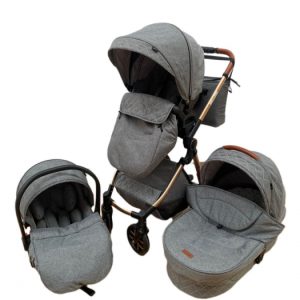 Carucior 3 in 1, 3 piese landou, sport si scoica, T6 - gri