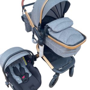 Carucior 3 in 1cu maner reversibil, transformabil landou-sport si scoica, 517 Gri