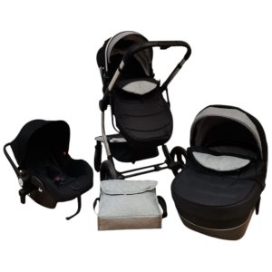 Carucior 518C Negru, 3 in 1, cu landou, carucior sport si scoica, reversibil