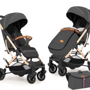 Carucior sport cu geanta si husa pentru picioare, pliere rapida tip troller, S2 Gri