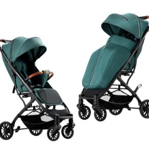 Carucior sport cu husa pentru picioare, pliere rapida tip troller, S1 verde