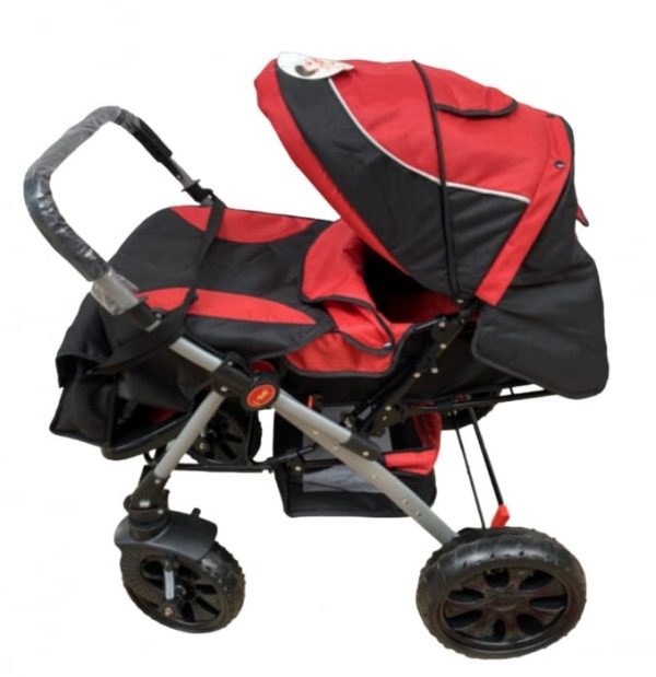 Carucior sport cu maner reversibil, pliabil, suspensii, Q7 Rosu - Negru