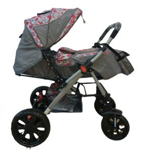 Carucior sport cu maner reversibil, pliabil, suspensii, Q7 Gri - Roz