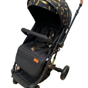 Carucior sport, cu maner reversibil, suspensii pe cadru, pliabil si troler, C1 Negru cu auriu