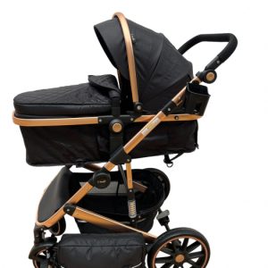 Carucior T1, 2 in 1, cu suspensii, reversibil, cu geanta, negru