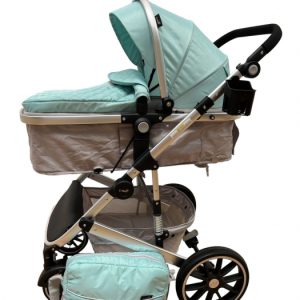 Carucior T1, 2 in 1, cu suspensii, reversibil, cu geanta, verde - gri