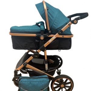 Carucior T1, 2 in 1, cu suspensii, reversibil, cu geanta, verde - negru