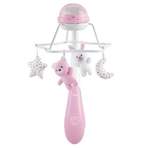 Carusel muzical 3 in 1 Chicco Rainbow cu proiectie, roz, 0 luni+