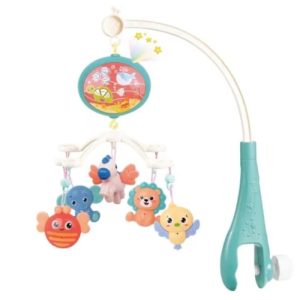 Carusel muzical pentru bebelusi cu telecomanda, lumini si rotatie 360  , Happy Bed Bell