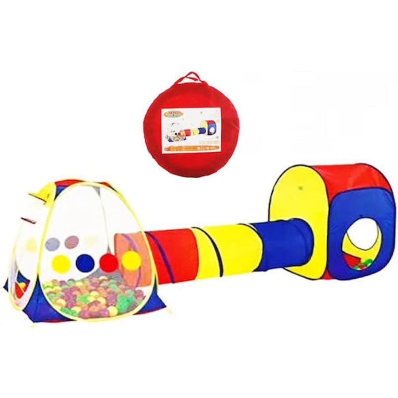 Tobogan Tunel de Joaca pentru Copii, Cort Pop-Up cu 3 Sectiuni, Tunel Colorat si Zona pentru Bile, Motricitatii si Creativitatii, Ideal pentru Interior si Exterior, 260x100 Cm, +3 Ani, Utility One - Default Title