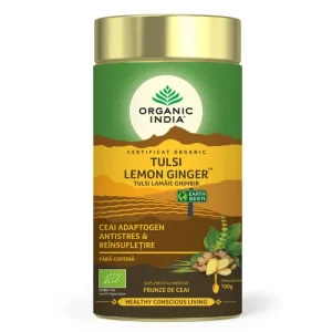 ceai-tulsi-cu-lamaie-si-ghimbir-antistres-natural-100g-eco-organic-india.webp Ceai Tulsi cu Lamaie si Ghimbir, Antistres Natural 100g ECO| Organic India