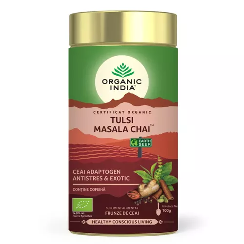 ceai-tulsi-masala-chai-antistres-regenerant-100g-eco-organic-india.webp Ceai Tulsi Masala Chai, Antistres & Regenerant 100g ECO| Organic India