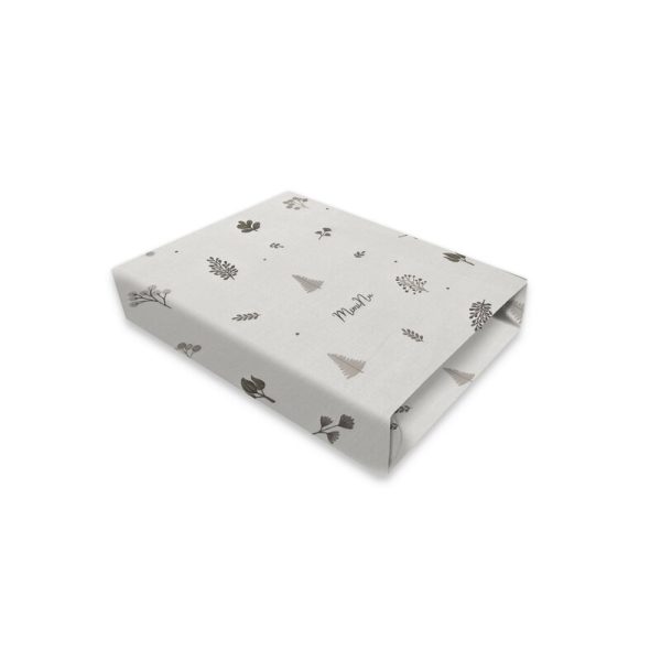 Cearceaf cu elastic, MimiNu, Pentru patut co-sleeper, Luna, Dimensiune 84.5 x 50.5 cm, Din bumbac certificat Oeko Tex Standard 100, Leaves