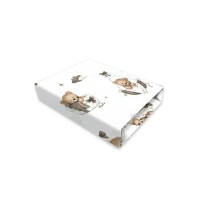 Cearceaf cu elastic, MimiNu, Pentru patut leagan sau patut co-sleeper, Dimensiune 90x40 cm, Din bumbac certificat Oeko Tex Standard 100, Tedy bear dreams beige