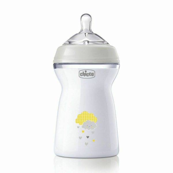 Biberon anticolici, Chicco, Natural Feeling, Plastic, Cu tetina Din silicon moale, Pentru hranire alternativa, Potrivit pentru nou-nascuti si sugari, Fara BPA, 330 ml, 6 luni+, Bej