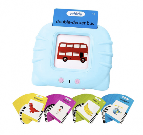 Cititor interactiv cu 112 carduri educative ,   Jucarie de invatare engleza, bleu