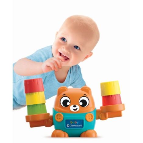 Clementoni - Montessori ursulet de echilibru pentru dezvoltarea senzoriala cognitiva si psihomotorie