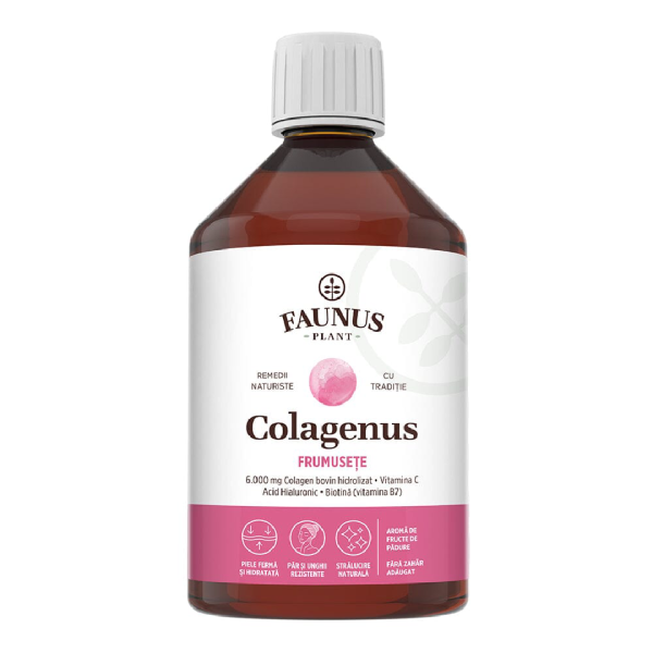 Colagenus Frumusete, Colagen lichid hidrolizat cu acid hialuronic și biotină, 500 ml, Faunus Plant