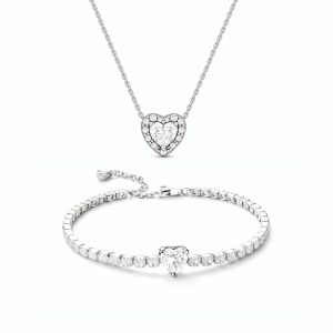Set bijuterii Colier si Bratara White Heart Cu Argint