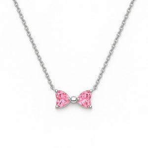 Colier Pink Bow Silver cu Argint