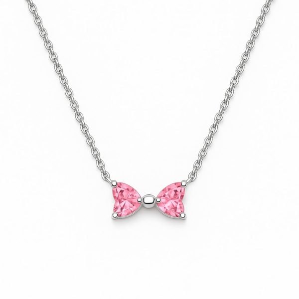 Colier Pink Bow Silver cu Argint