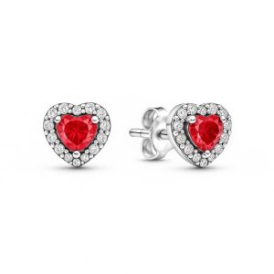 Cercei Red Heart Silver cu Argint