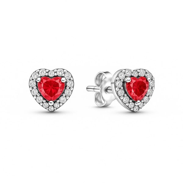 Cercei Red Heart Silver cu Argint