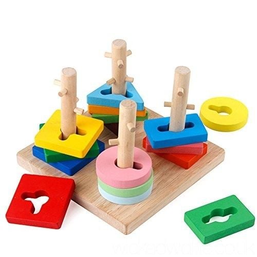 coloane-sortatoare-de-forme-din-lemn-4-498-89356.jpg Joc Montessori de indemanare cu 4 Coloane Sortatoare De Forme, Din Lemn