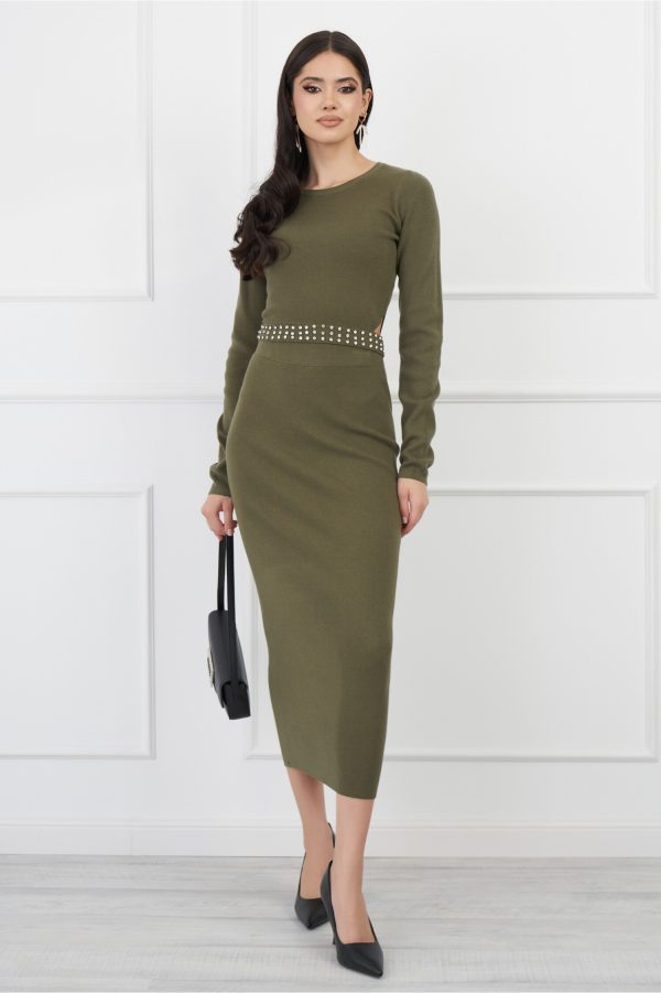 compleu-anemona-kaki-din-tricot-cu-strasuri-in-talie-1326455-1074083-4.jpeg Compleu Anemona kaki din tricot cu strasuri in talie