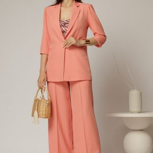 Compleu DY Fashion roz somon din sacou si pantalon