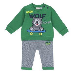 Costum bebe Chicco, tricou si pantaloni, verde, 00740-63MFCO