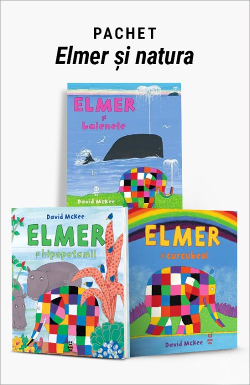 cover-8847.jpg Pachet Elmer și natura. Elmer și balenele/Elmer și hipopotamii/Elmer și curcubeul - David McKee