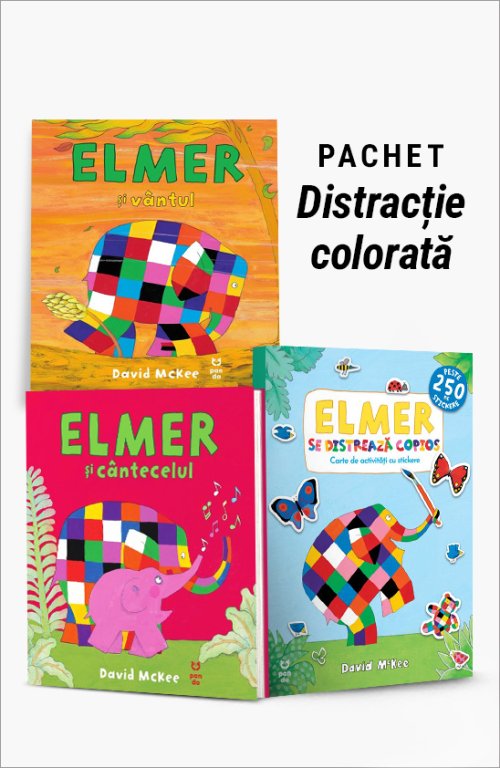 cover-8856.jpg Pachet Distracție colorată. Elmer și vântul/Elmer și cântecelul/Elmer se distrează copios - David McKee