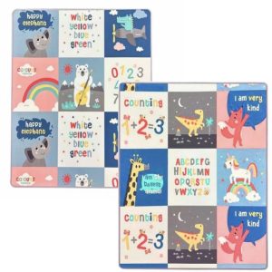 Covor bebe pliabil, gros, termoizolant, cu 2 fete, Happy Elephant, 200 x 150 x 1 cm