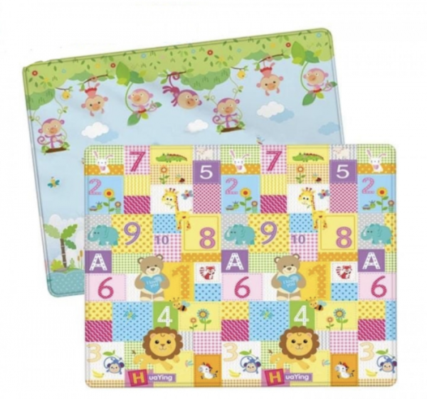 Covor bebe pliabil, gros, termoizolant, cu 2 fete, Jungle Cotton, D12, 180x150x1 cm