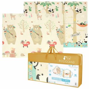 Covoras de joaca, Bocioland, Panda, Pliabil, Protectie impotriva loviturilor, Dimensiune mare, 180 x 150 cm, Cu Imprimeu pe ambele parti, Potrivit pentru utlizare atat in interior, cat si in exterior