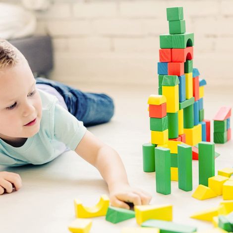 Set de construit Cuburi din lemn colorate 100 bucati Melissa and Doug 0481