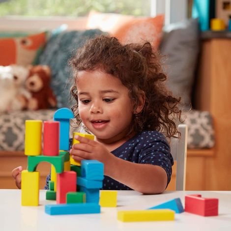 Set de construit Cuburi din lemn colorate 100 bucati Melissa and Doug 0481