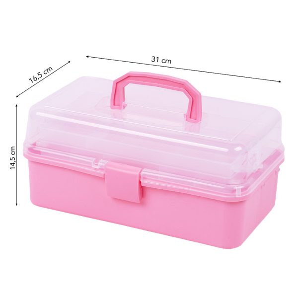 Cutie Cosmetica Compartimentata Rose cu Doua Sertare si Maner, SensoPRO Milano