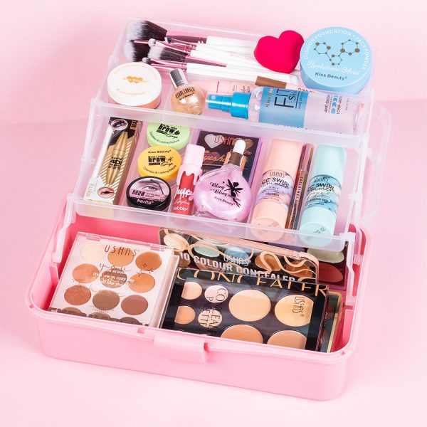 Cutie Cosmetica Compartimentata Rose cu Doua Sertare si Maner, SensoPRO Milano