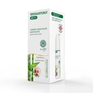 Cremă Hidratantă Matifiantă Pentru Ten Mixt cu Bambus și Migdale Dulci, 45ml | Vivanatura